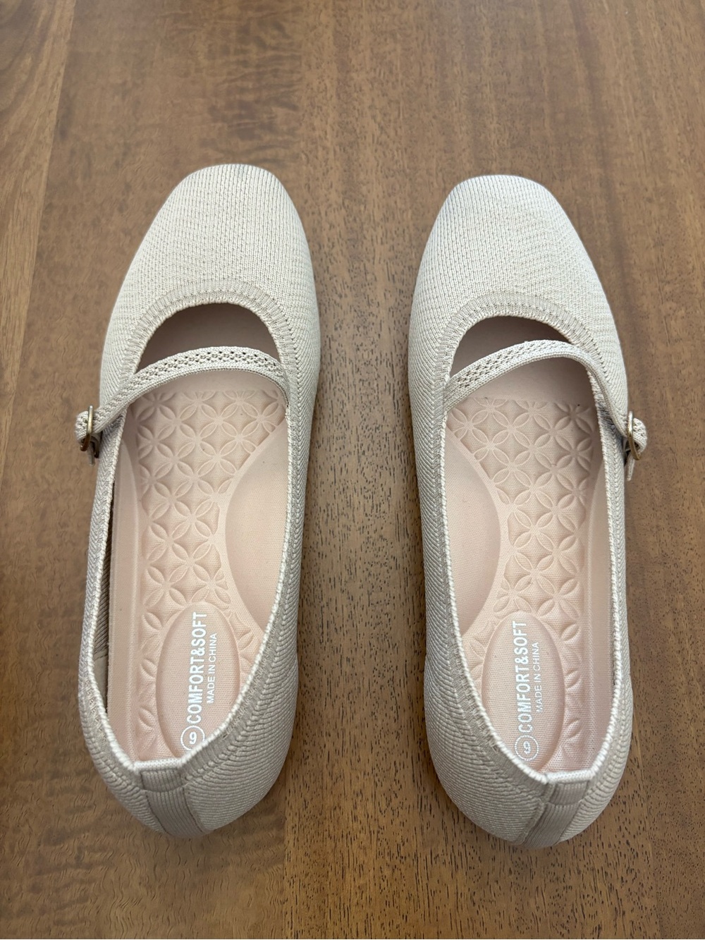 Amazon Women's Beige Mary Jane Flats with Strap